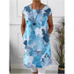 Loose Knee-Length Dress with Butterfly Print