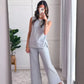 Women’s Sleeveless Slit Hem Wide-leg Casual 2-piece Set