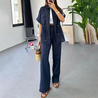 Women's Workwear Drawstring Casual Cargo 2-piece Set