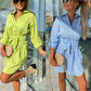 women's fashionable solid color shirt dress