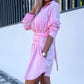 women's fashionable solid color shirt dress