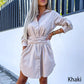 women's fashionable solid color shirt dress