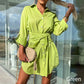 women's fashionable solid color shirt dress