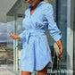 women's fashionable solid color shirt dress