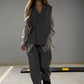 🍂Fall specials🍂Fashion Patchwork Irregular Lace-Up Shirt & Pants(Two-Piece Set)