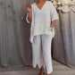 🌷Limited Time Offer 49%OFF💞Women's Cotton Linen V-Neck 2-Piece Set