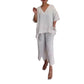 🌷Limited Time Offer 49%OFF💞Women's Cotton Linen V-Neck 2-Piece Set