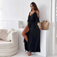 Women’s Elegant Sexy V Neck Side Slit Dress