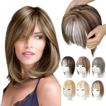 💥Limited Time Big Sale 40% OFF💥 Natural Hair Toppers with Bangs for Women（100% Natural Real Hair）