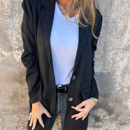 Women's Casual Lapel Mid-Long Button Down Coat