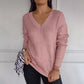 Women's Casual V-Neck Metallic Sheen Knit Sweater