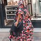 Women's Loose V-Neck Floral Flowy Dress