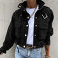🥳SUMMER HOT SALE🥳💞50K+ SOLD!💥50% OFF! 🔥Stand Collar Snap Button Drawstring Pocket Jacket