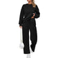 Round Neck Top Drawstring Pants 2-Piece Set