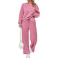 Round Neck Top Drawstring Pants 2-Piece Set
