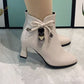 Fashionable Pointed Ankle Boots with Bow