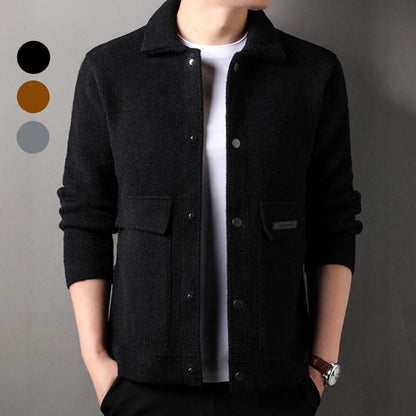 Winter Men's Trendy Solid Color Lapel Short Coat