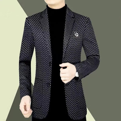 🔥New Hot Sale🔥Men's Slim-Fit Fleece-Lined Suit Jacket【Comfortable & Warm】