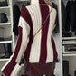 Striped Knitted Sweater with Turn-down Collar