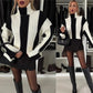 Striped Knitted Sweater with Turn-down Collar