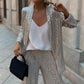 Sequin Open Front Top Wide Leg Pants Set