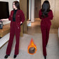 Women's Warm Plush-Lined Short Jacket & Pants Set