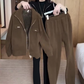 Women's Warm Plush-Lined Short Jacket & Pants Set