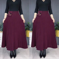 Elegant Solid Color Soft Pleated A-Line Skirt