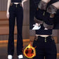 Women's High-Waisted Flared Pants with Plush Lining