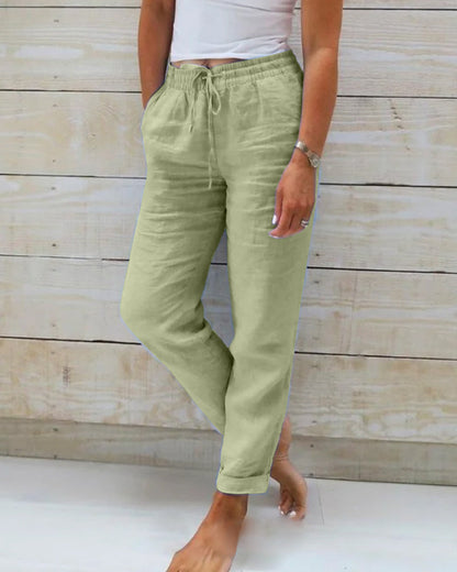 🎁New arrival 50% OFF💥Women's  Elastic Waist Cotton Linen Wide Leg Pants