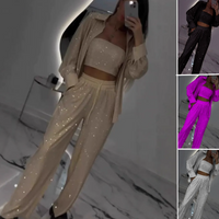 ✈️Free shipping✈️💕 2025 HOT SALE 💐 Sequin Blazer & Wide Trousers for Women (3-Piece Set)