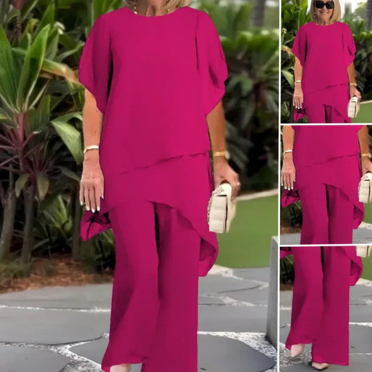 🔥Charming Irregular Top & Wide Leg Pants Set— Free shipping for two pieces
