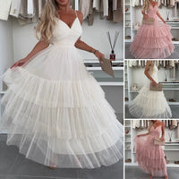 💖Limited Sale 50% OFF💖Women’s Elegant Spaghetti Strap Tiered Tulle Maxi Dress