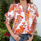 😍LAST WEEK SALE 50% OFF-Special Price £18.99🎁☀️🌺Floral V-neck Puff Sleeve Blouse For Women