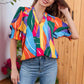 😍LAST WEEK SALE 50% OFF-Special Price £18.99🎁☀️🌺Floral V-neck Puff Sleeve Blouse For Women