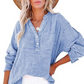 💖🔥Last Day Sale 50%🔥💖Women’s Casual Gauze Button Neck Long Sleeve Blouse