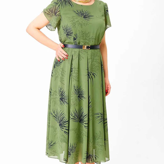 Women's A-Line Midi Dress with Belt👗