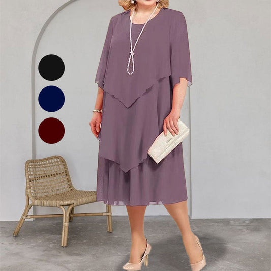 💖LAST DAY PROMOTION - 50%OFF💖Plus Size Layered Midi Dress