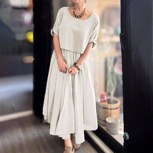 🎁Limited time 50% OFF⏳Women's Round Neck Loose Top & Long Skirt Set