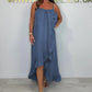 Women's Spaghetti Strap Dress with Asymmetrical Hem