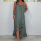 Women's Spaghetti Strap Dress with Asymmetrical Hem