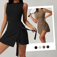 🔥Summer Hot Sale 50% OFF💕Women's Solid Knot Wrap Sports Tank Romper🏃‍♀️Casual Sportswear