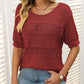 🎉🛍️Hot Sale 49% OFF💋Women's Round Neck Hollow Knit Crochet Short Sleeve Sweater