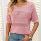 🎉🛍️Hot Sale 49% OFF💋Women's Round Neck Hollow Knit Crochet Short Sleeve Sweater