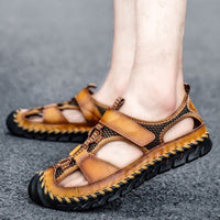 🔥Men's Breathable Knit Faux Leather Sandals👣