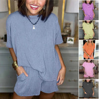 🎉🛍️Summer New Arrivals🎊Women's Short-sleeve Ribbed Top and Shorts Set