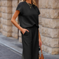 Women's Casual Pullover Tops & Wide Leg Pants 2 PCS Set