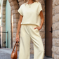 Women's Casual Pullover Tops & Wide Leg Pants 2 PCS Set