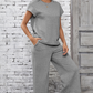 Women's Casual Pullover Tops & Wide Leg Pants 2 PCS Set