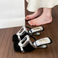 Retro Square Toe Cutout High Heel Sandals